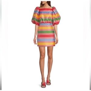 Antonio Melani x The Nat Note Puff Sleeve Square Neck Dress Size 8